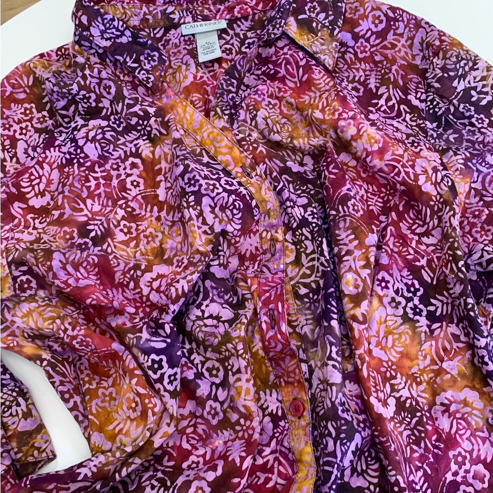 Plum & Purple Short Sleeve Batik Top